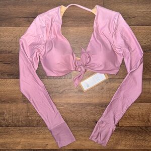 Niyama Sol Size Medium/Large NWT Long Sleeve Knotty Bra Rose Petal Crop Top Sexy